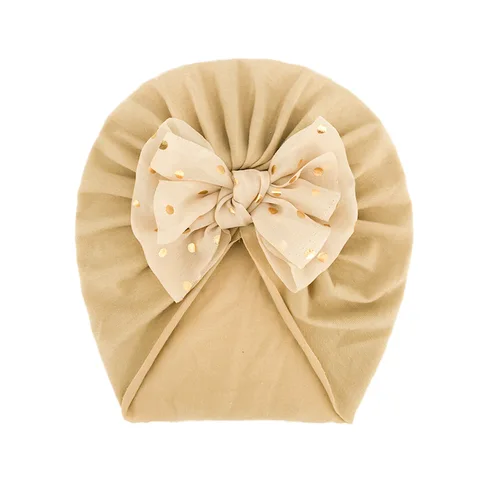New 10color Bronzing Bow Children's Hat Baby Cute Soft Solid Color Headscarf Indian Hat  Baby Girl Headbands  Baby Bows