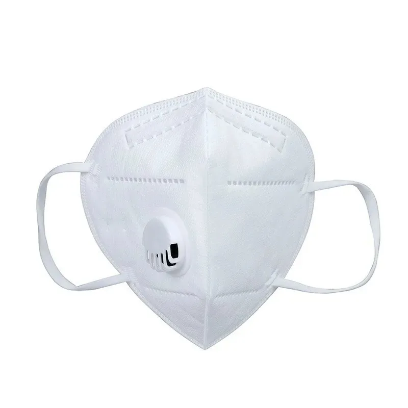 Masque de protection respiratoire PM2.5 avec valve, lot de 10, vue de face sur fond blanc.