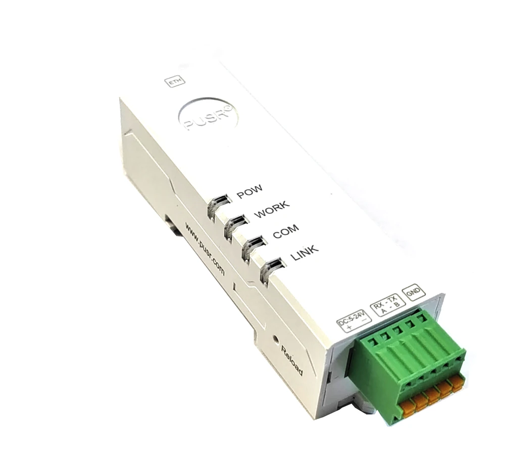 Serial To Convertisseur RS485/RS232 Vers Ethernet PUSR - Passerelle Modbus  Rail DIN Serveur Série Rail DIN