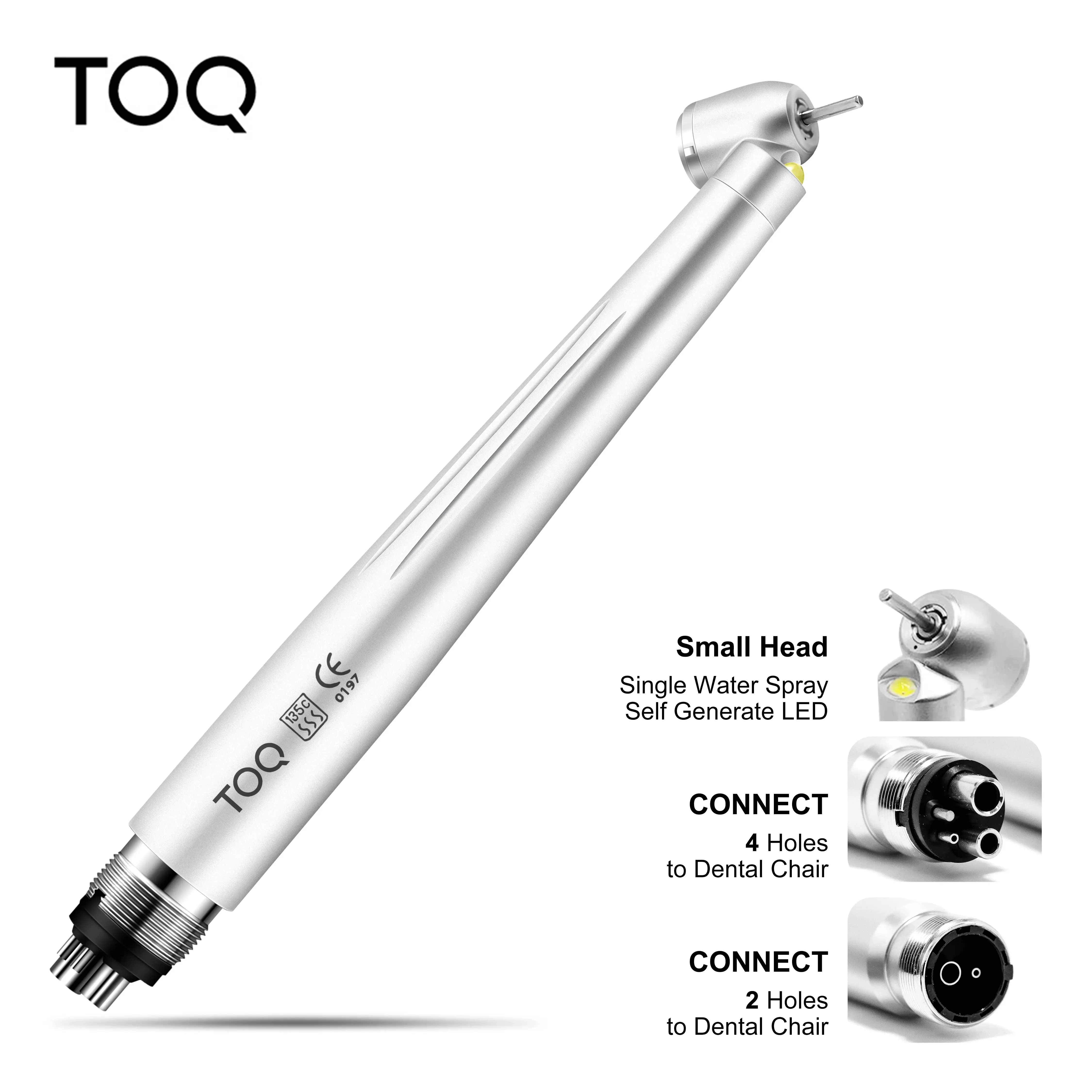 

Dental 45 Degree LED High Speed Handpiece E-generator Integrated Small Head Push Button Handpiece Single Water Spray