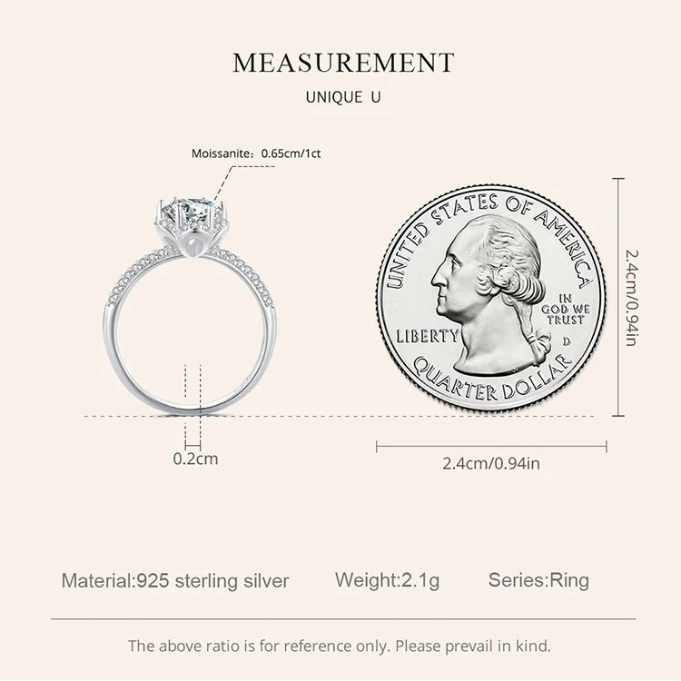 Tanie BAMOER 1.0CT Moissanite pierścień kobiety D kolor VVS1 EX okrągły oszlifowany diament sklep