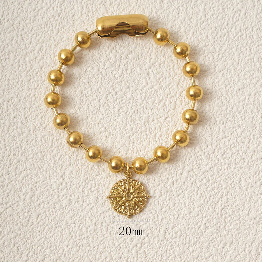 Elegant 8mm Stainless Steel Ball Bead Bracelet in Gold/Silver