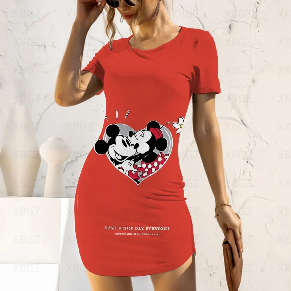 Robe Mickey à imprimé Minnie Mouse pour femme, haut moulant et Sexy à