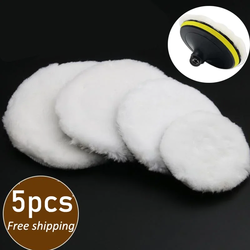 5 Sizes Wool Polishing Disc Pad for Car Paint Care Polisher Pads Waxing Polishing Buffing Wool Pad 75-180mm Auto Accessories 4