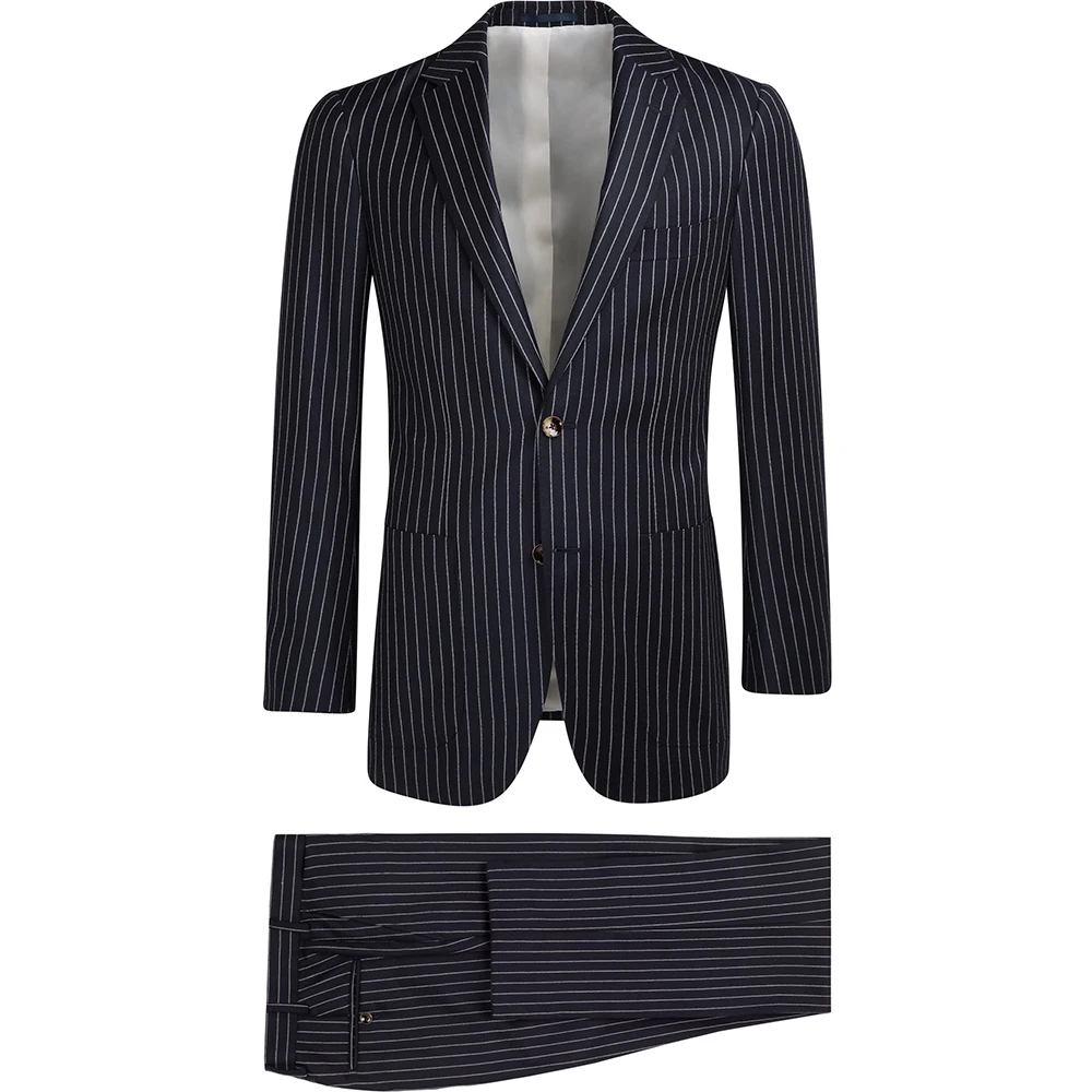 Men's Stripe Suit 2Pcs Two Buttons Notch Lapel Tuxedos for Business Wedding