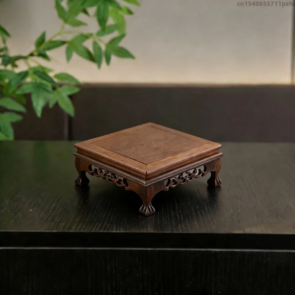 Supporto per Piante in Legno Miniatura, Espositore per Vasi e Figurine, Base per Fiori e Bonsai Supporto per tornio a legno - immagine 2