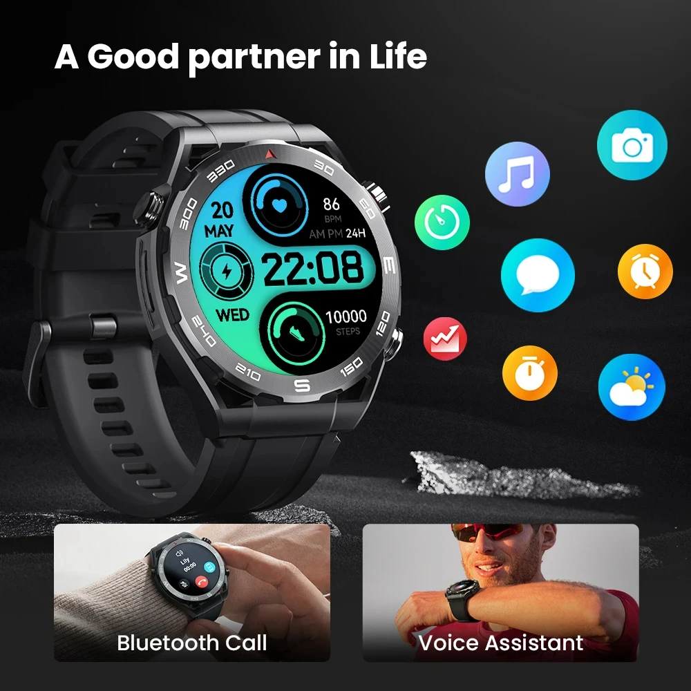 Smart Watch HAYLOU Watch R8 Smartwatch 1.43'' AMOLED HD Display Smart Watch Bluetooth Call & Voice Assistant Mulitary-grade Toughness