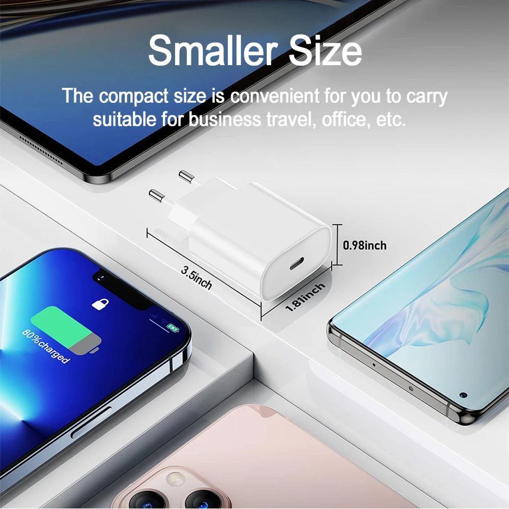 20W USB-C Fast Charging Power Adapter with Quick Charge Capability