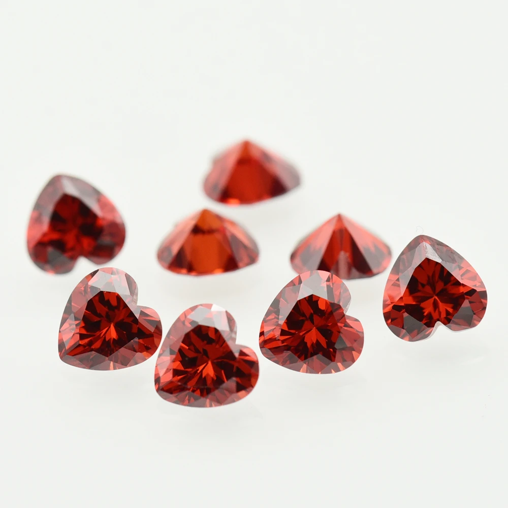 

Heart Shape Garnet Cubic Zirconia Brilliant Cut Loose CZ Stone Synthetic Gems Beads For Jewelry 2x2-16x16mm Free Shipping
