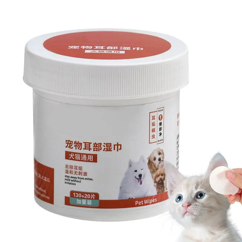 Ear Wipes For Dogs 130 Pcs Natural Pets Grooming Wipes Dog Cat Ear Eye Cleaner Dog Cat Wet Cleaning Pads Doggy