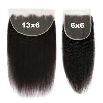 Chiusura in pizzo Kinky Straight 5x5 13x6 HD trasparente, chiusura in pizzo 2x6 con capelli umani vergini grezzi, pezzo di capelli in pizzo