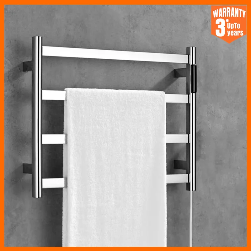 Smart Home Brushed ชั้นวางผ้าเช็ดตัวไฟฟ้าสแตนเลสพร้อมตัวจับเวลาควบคุมอุณหภูมิราวแขวนผ้าเช็ดตัวอุ่นสําหรับห้องน้ํา 1