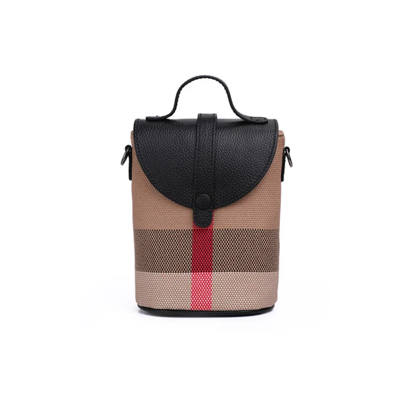 Mini Lattice Canvas Leather Crossbody Ladies Bag Zipper Mobile Phone Bag Fashion Handbag Women Casual Shoulder leather handbag crossbody bags canvas bag women handbags