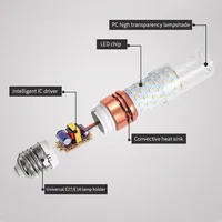 10PCS ข้าวโพดหลอด AC85-265V E27 E14 สกรู 3/6/9/12/15W ง่ายต่อการประกอบและถอดชิ้นส่วนเหมาะสําหรับแสงห้อง 4