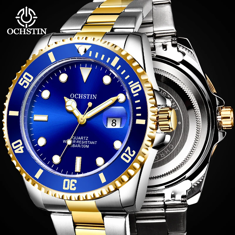 OCHSTIN Luxury Men's Watches Stainless Steel Band waterproof Fashion Luminous Large Dial reloj hombre relogio masculino