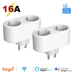 Smart WiFi Dual Outlet Plug with Power Monitoring and Voice Control (2Pcs)