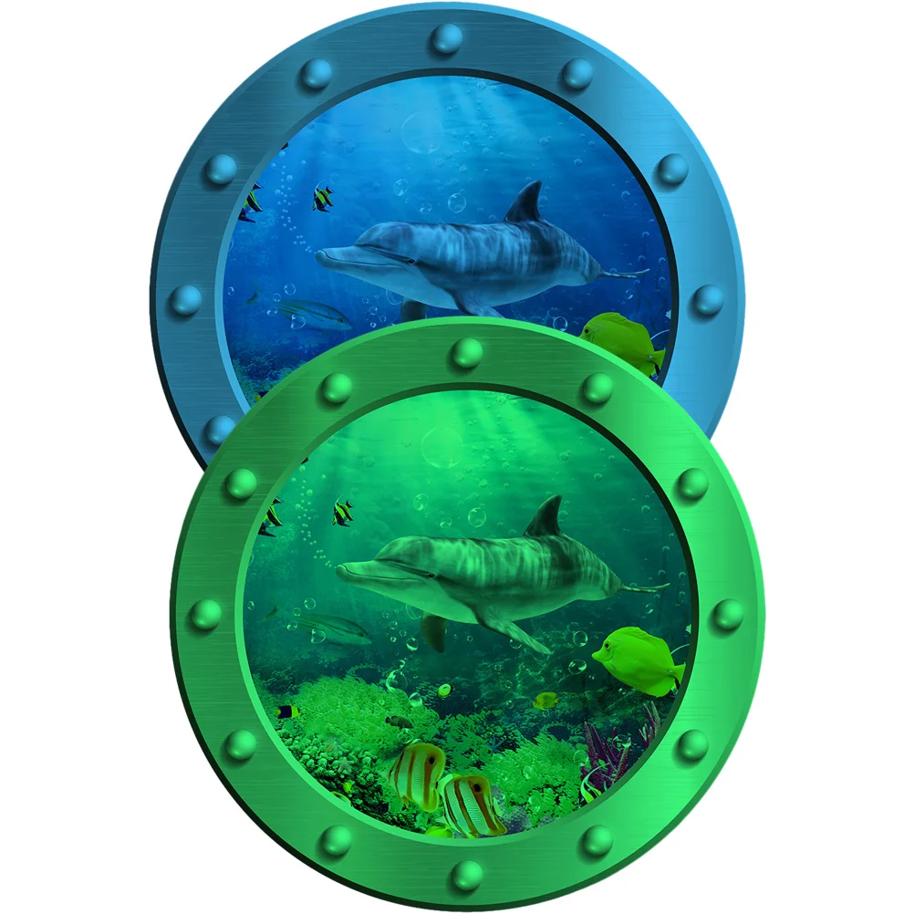 

Fake Window Simulated False Luminous Porthole Wall Sticker Marine Animal Decorative Decal Stickers Murals for Bedroom Pvc Sea