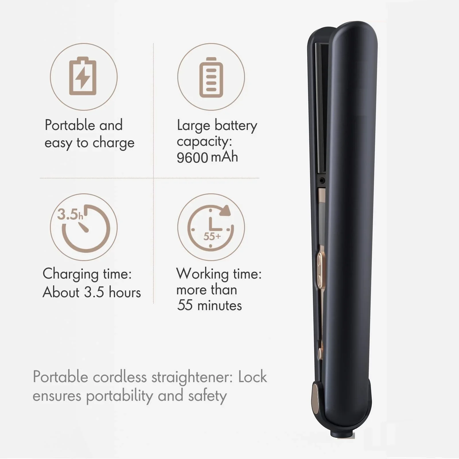 USB Charging Portable Cordless Curler Styling Tool USB 5000mAh Wireless Flat Clip Floating Plate 2 in 1 Hair Straightener Curler 5