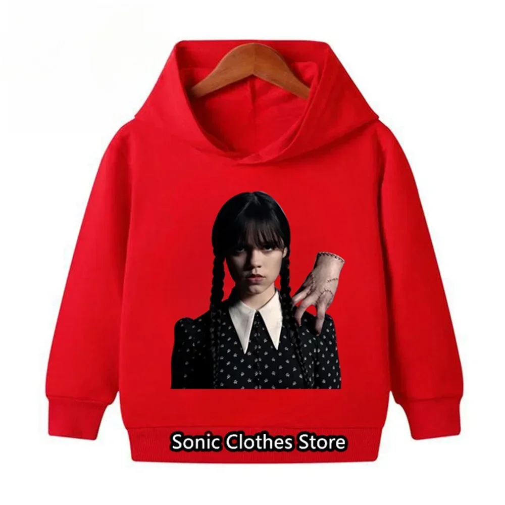 Addams 가족 의류, 어린이 코튼 프린트 후드, 긴팔, 가을, , 소년, 소녀, 귀여운 운동복