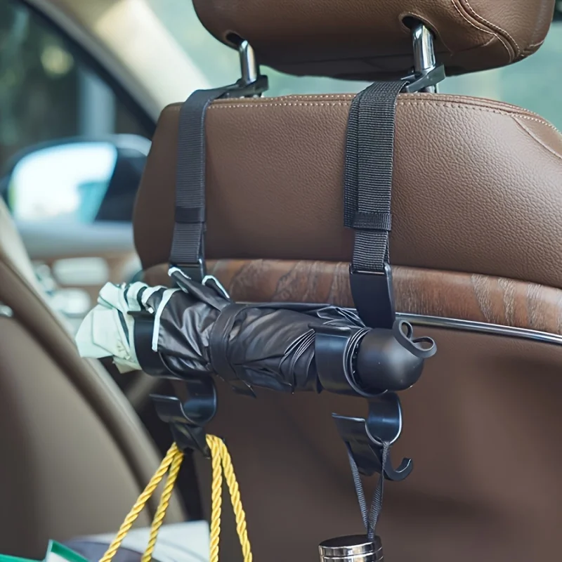 Versatle Car Seat Back Hook & Trunk Umbrella Holder-Durable ABS Material, Fits Most Vehicles