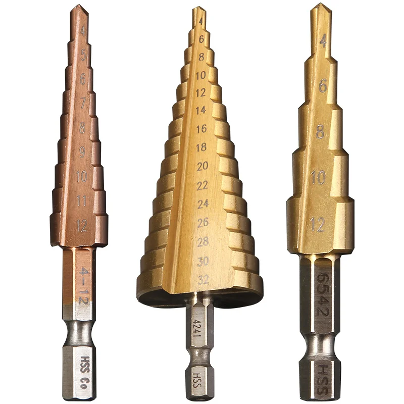 412mm Step Drill Bit Sharpener Metal Drills Bits Set Stage