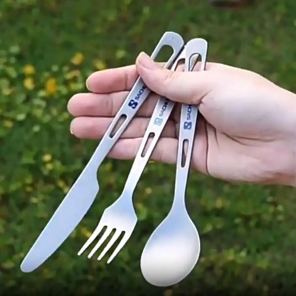 1Pc Portable Titanium Long Handle Spoon Camping Light Titanium Cookware Cutlery Fork EDC Environmental Outdoor Picnic Accessorie Camping Cutlery Portable Tableware Camping Cookware Portable Cutlery Titanium Tableware