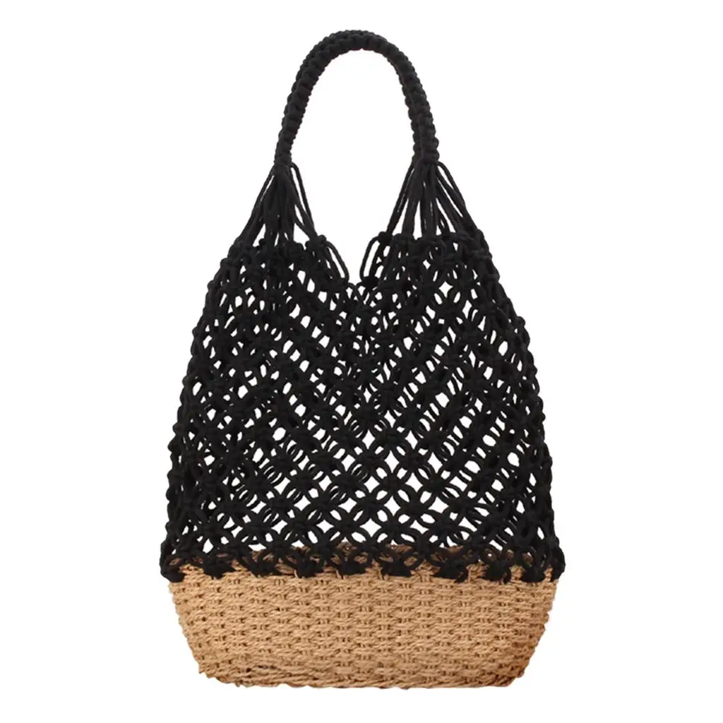 Handmade Straw Woven Handbag for Women Crochet Knit Bucket Shopping Bag Handmade Straw Woven Handbag for Women Crochet Knit Bucket Shopping Bag