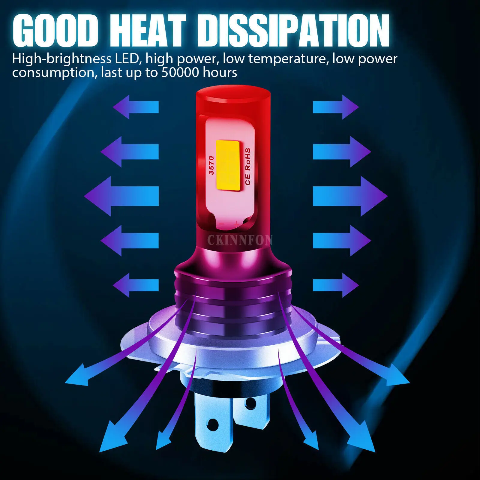 자동차 오토바이 LED 헤드라이트, CSP 3570, 80W, 자동차 디코더 안개등, 50 개/로트, H7