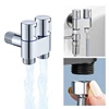Mini Multi-Function Faucet Brass 1 Into 2 Out Dual Control Washing Machine Chrome Tap For Washing Machine And Toilet 1