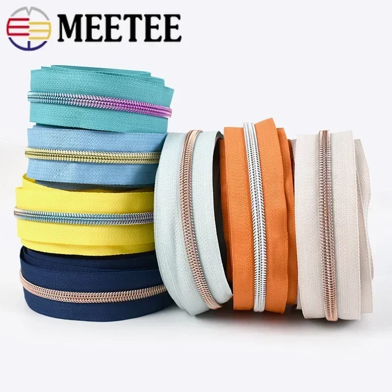 2/5/10Meters Meetee 5# Nylon Zippers Roll Coil Zipper Tape for Jacket Garment Bags Zip Repair Kit DIY Sewing Accessories