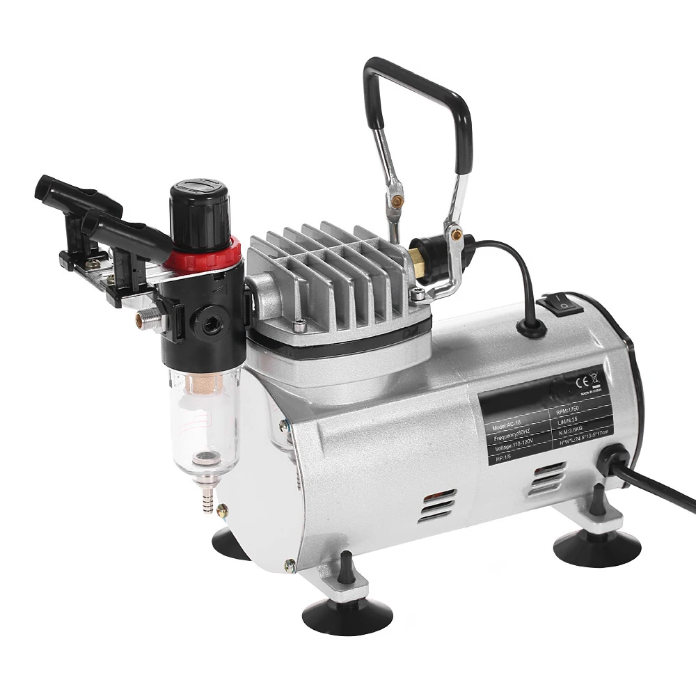 Professional Tool Mini Oil-less Air Compressor With Tank 1/5 Hp Piston  Airbrush Compressor Spraying