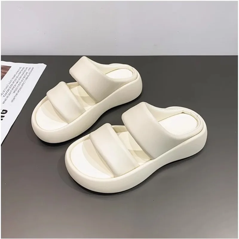 

House Slippers Platform Summer Women's Shoes Luxury Slides Designer Flat Soft Cross-tied Fashion Rubber Basic Women Slippers