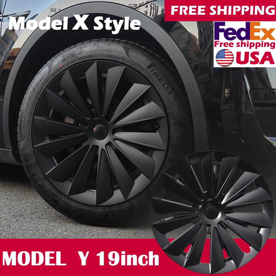 Tesla Model Y Wheels Cover 19inch 2023 Accessories Black Swords X Style