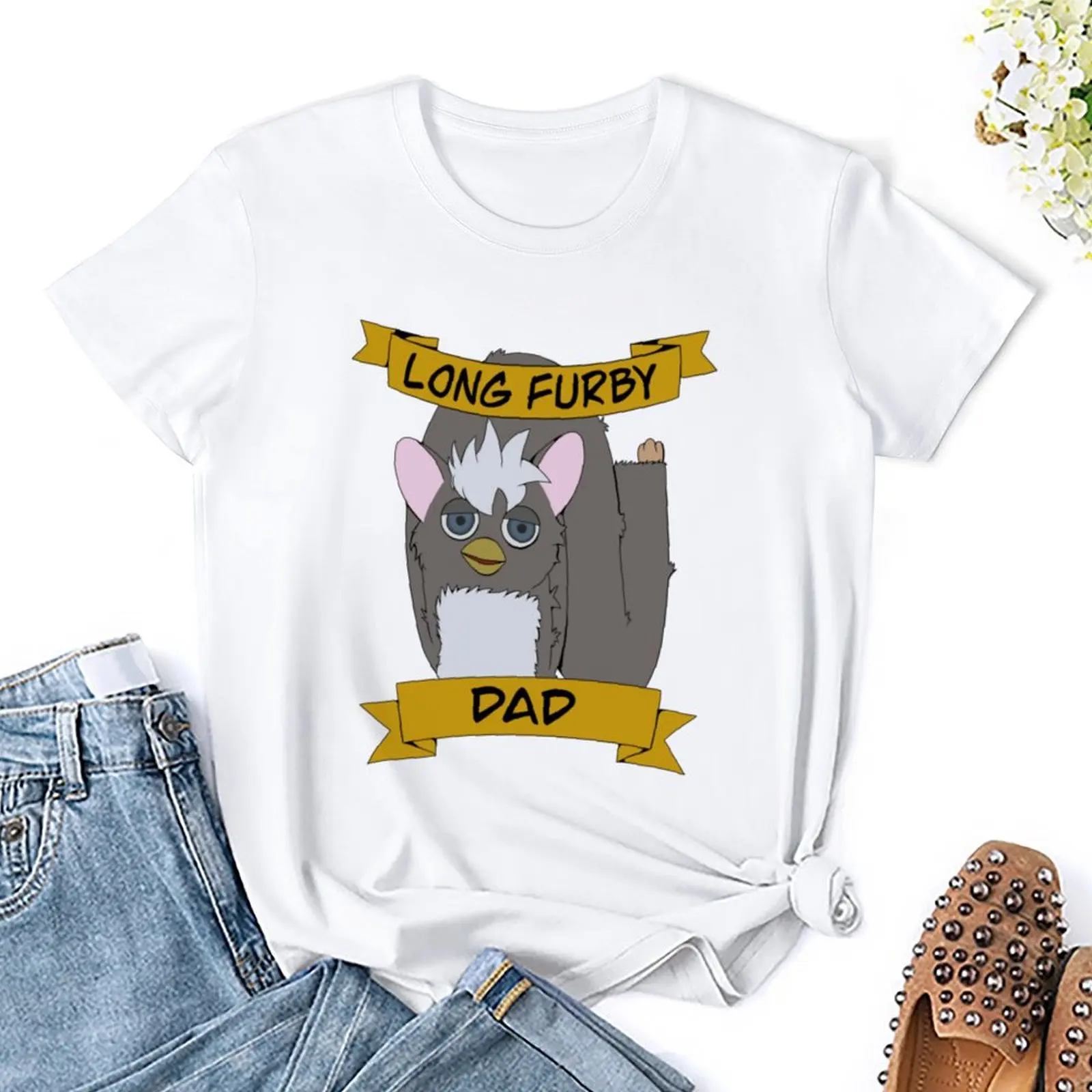 Long furby dad t-shirt anime clothes kawaii clothes tees tops for Women