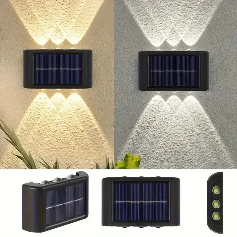 6/10LED Solar Lights,Outdoor Atmosphere Wall Lamp,Up And Down Light Control for Garden Yard Street Balcony Terrace Camping Decor