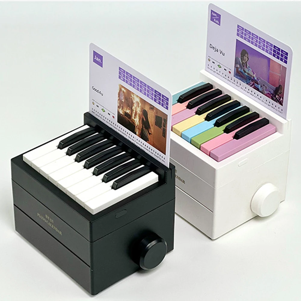 Singer Piano Calendar Music Sheets Toy Desktop Peripheral Ornaments with 27 Music Calendar Cards 26 Songs Gift for Fans