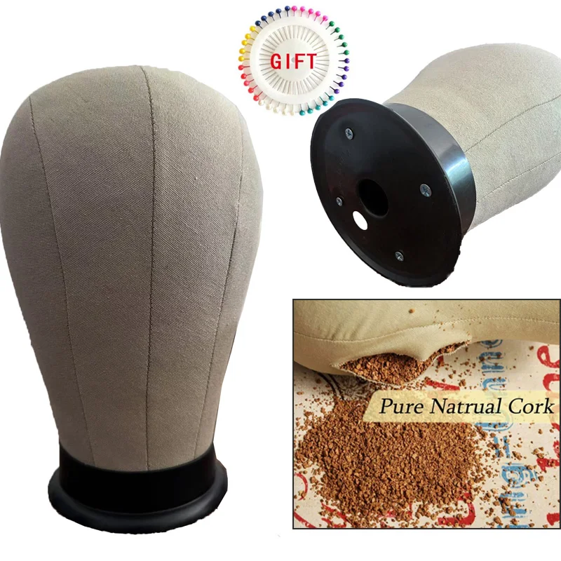 21-23 Inch Wig Head Cork Canvas Block Head for Making Wigs Mannequin Head With  Gift Pins