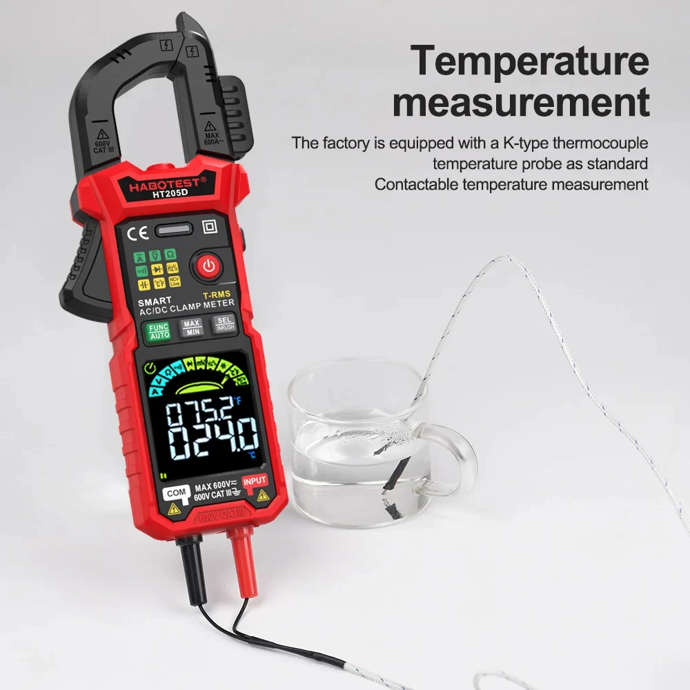 New Generation Smart Digital Clamp Meter DC/AC Current 600A True-RMS Multimeter Ammeter Voltage Temperature Capacitance Tester