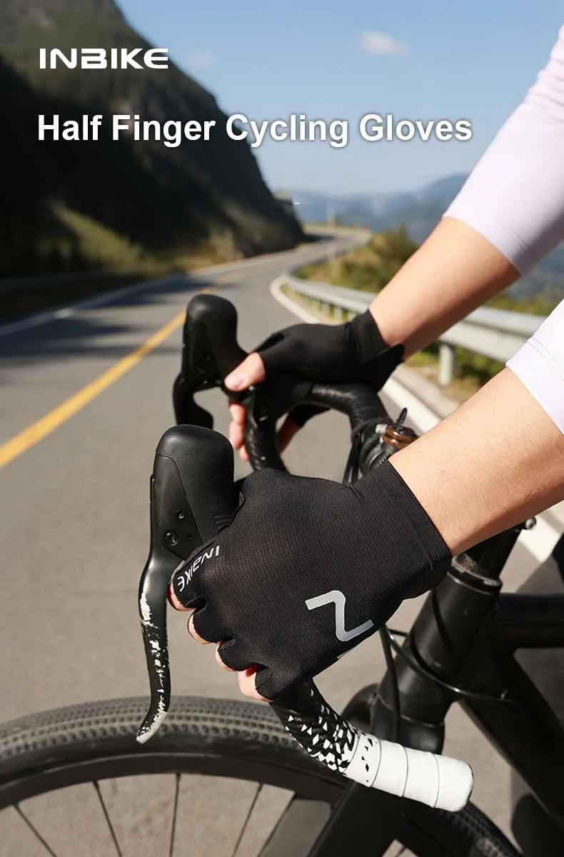 INBIKE Fahrradhandschuhe mit halben Fingern für Männer und Frauen, atmungsaktiver Handgelenkschutz, gepolsterte Fahrradhandschuhe – Detail 1