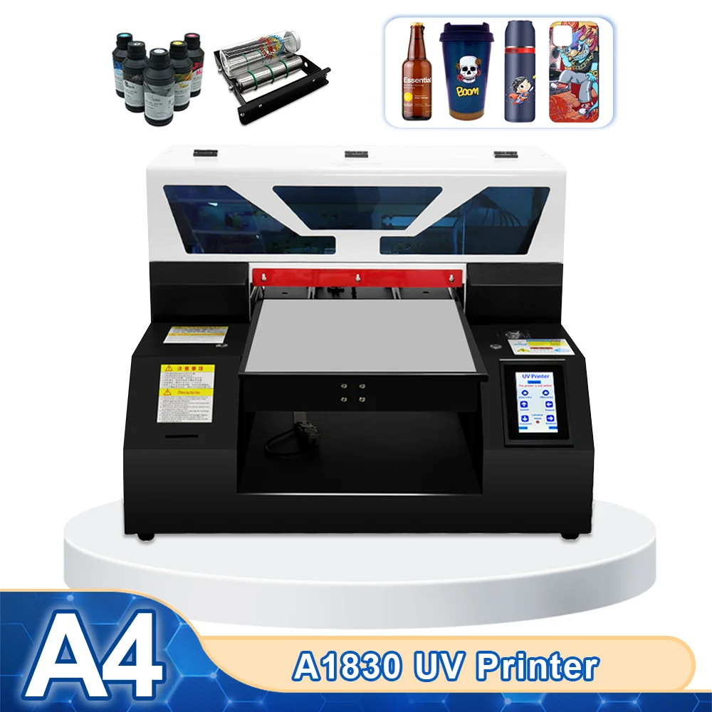 

A4 UV Printer Full Automatic UV Flatbed Printing Machine with Rotary For Bottle Phone Case Metal Acrylic Pen Glass UV Printer