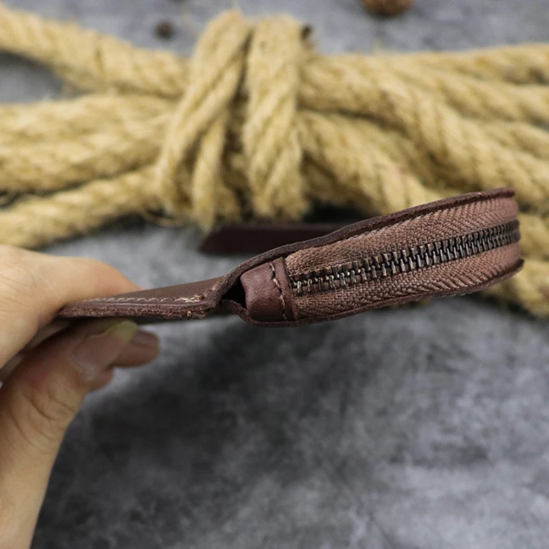 Leather To Do Old Classic Leisure Everything Creative Portable Round Fold Bank Card Coin Purse for Daily Use Outdoor Activities