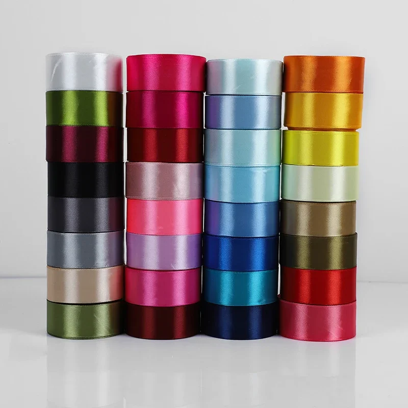 Satin Ribbons DIY Artificial Silk Roses Supplies Handicraft Bow Sewing Accessories Material 25yards/roll 0.6/10/15/20/25/40/5cm