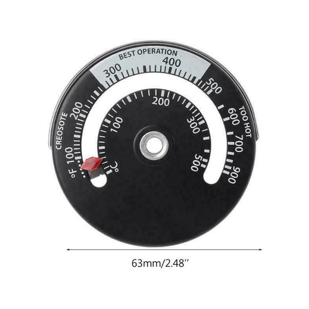 

Stove Thermometer 6.3cm X 0.9cm Magnetic Gauge For Fireplace Wood Burner Flue Log Heat Pipe 0-500degree Celsius Household