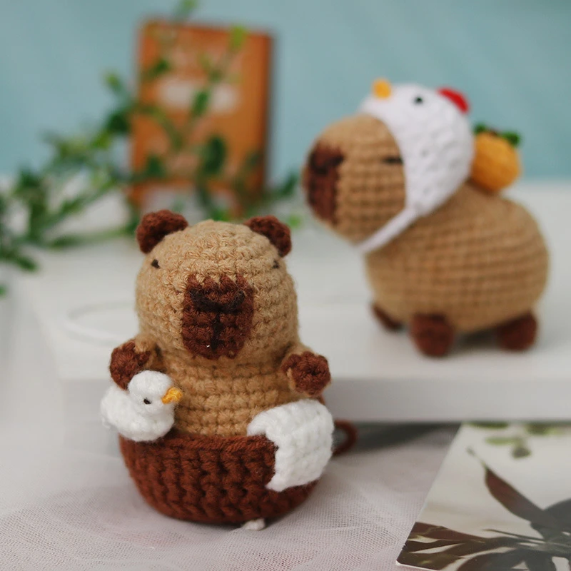 Capybara Crochet Kit Set Cute Crochet Stuffed Animal Kit Handmade Birthday Gift DIY Guinea Pig Yarn Set for Kids Craft Lovers