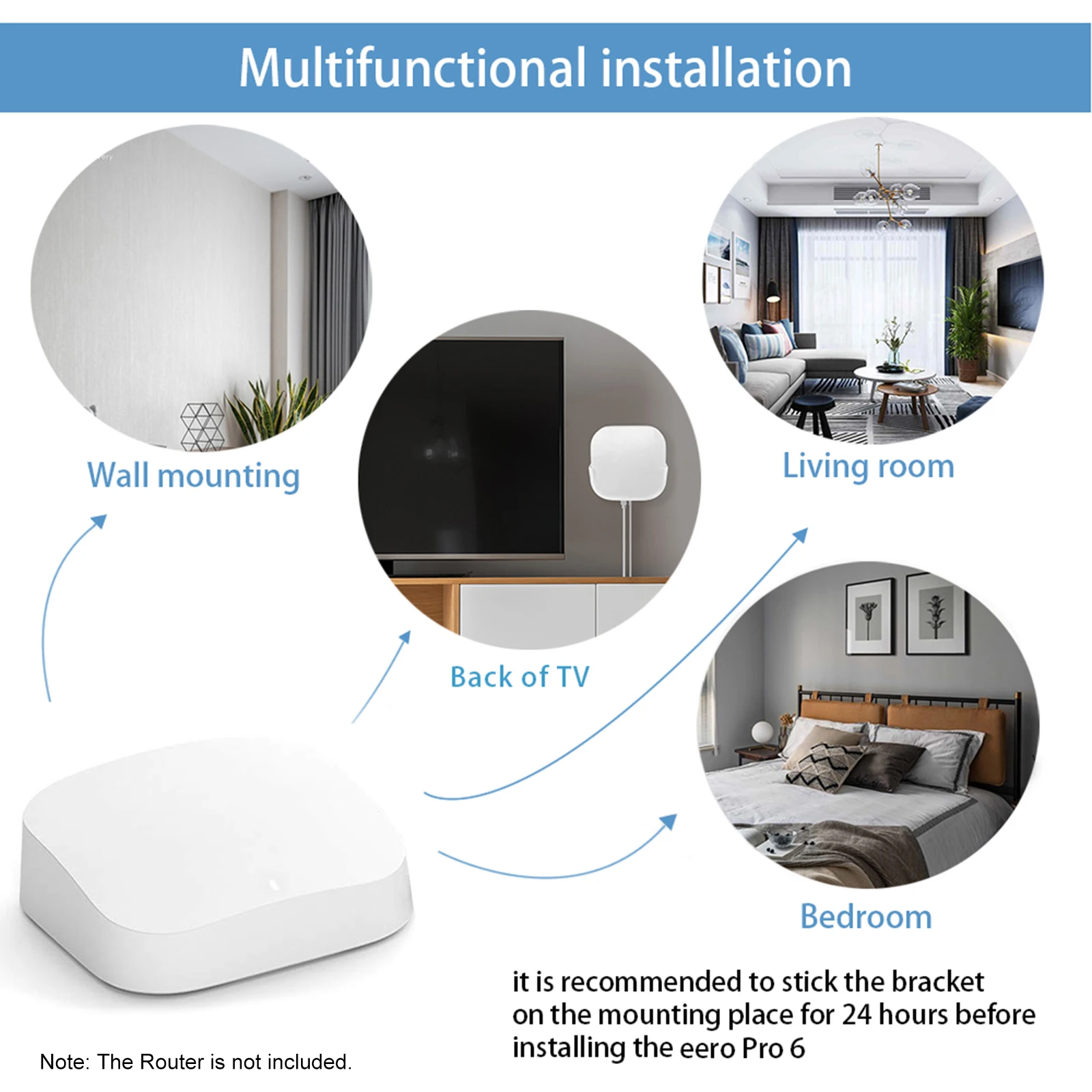 Screwless Wall Mount for Eero Pro 6 WiFi Router Holder Strong Adhesive Mount Easy to Install Monitoring Equipment Accessories wifi router holder