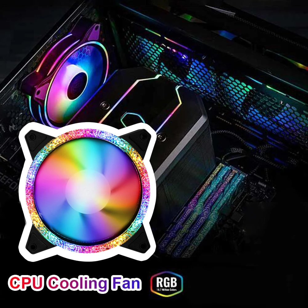 120mm 팬 RGB 케이스 팬 LED 컴퓨터 케이스 팬 조정 가능한 RGB 및 팬 DC 12V 소형 3 핀 + 대형 4 핀 11 블레이드, PC 액세서리