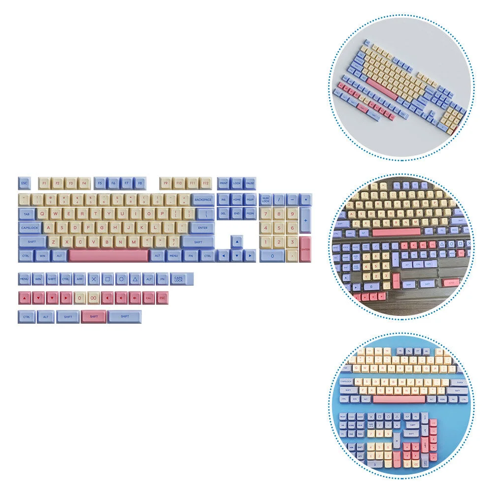

132 Pcs Personality Cute Marshmallow Keycaps Pbt for Mechanical Gaming Keyboard