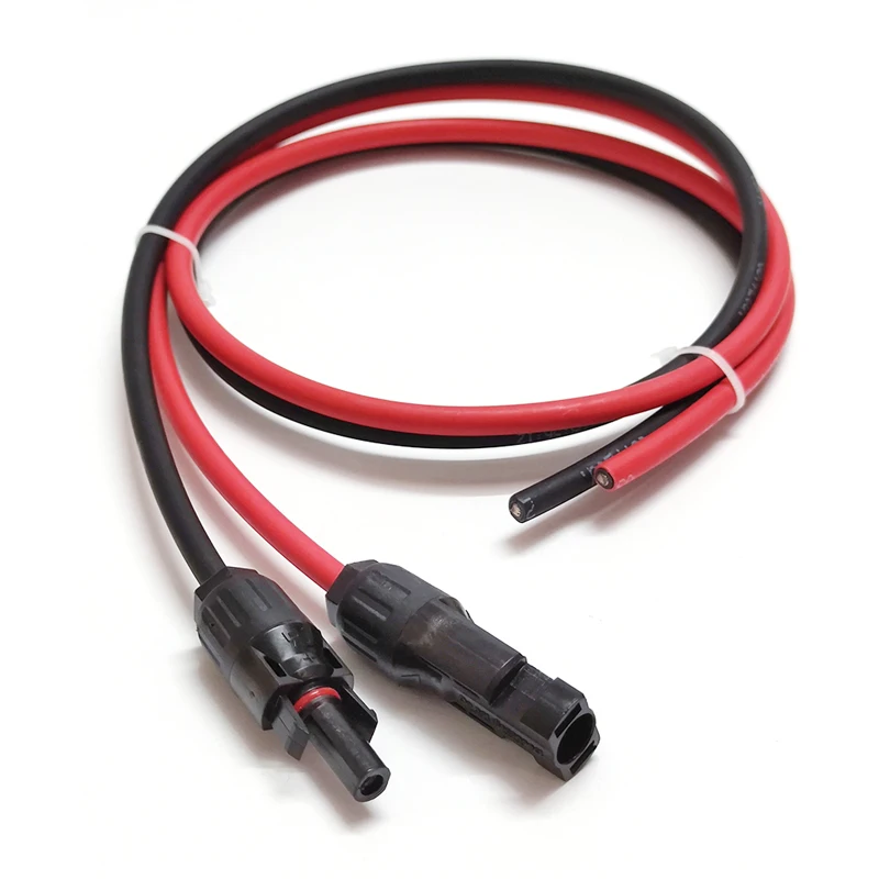 태양 전지 패널 연장 케이블 6/4/2.5/1.5mm2 10/12/14/16AWG PV 시스템용 30A 태양열 DC 커넥터가 있는 검정색 및 빨간색 구리 와이어