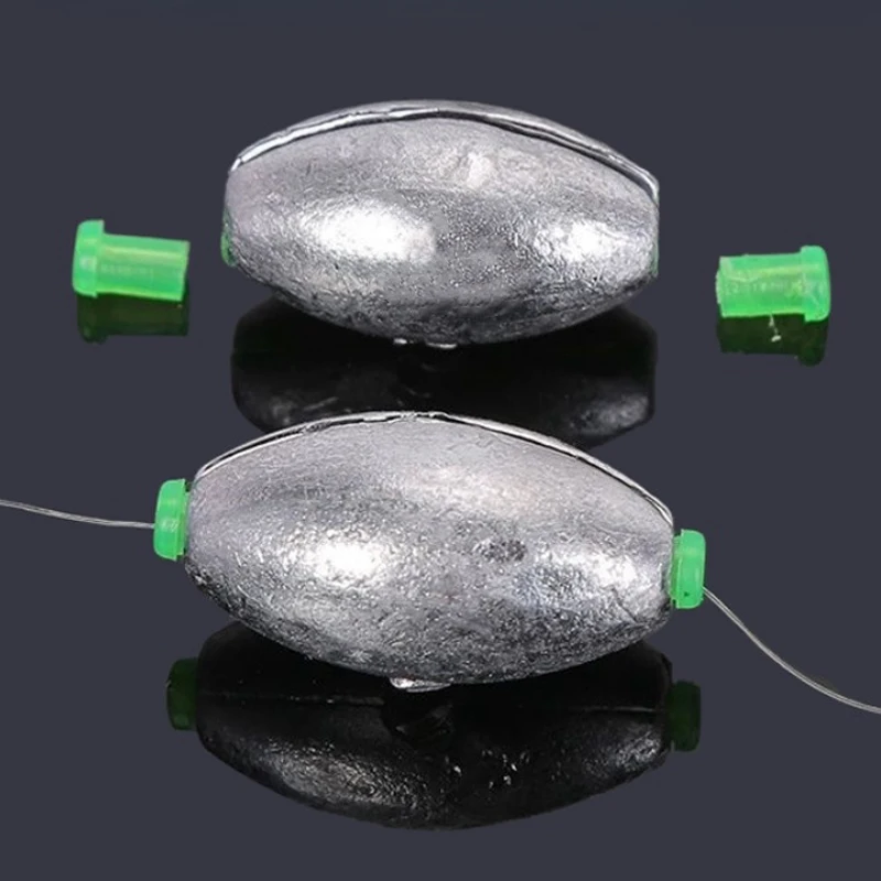 Fishing Weight Lead Sinker 2g-10g Olive Shape Opening Mouth with Silicone Plug Fast Sinking 10pcs Fishing Accessories