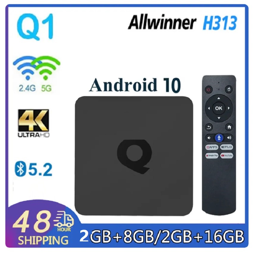 Q1 Android Set Top Box Smart ATV Box Android 10 Allwinner H313 2GB 8G 16GB Dual 2G 5G Wifi BT5.2 4K Media Player